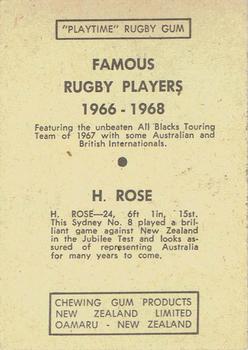 1968 Playtime Rugby Gum Famous Rugby Players - Yellow #37 Hugh Rose Back
